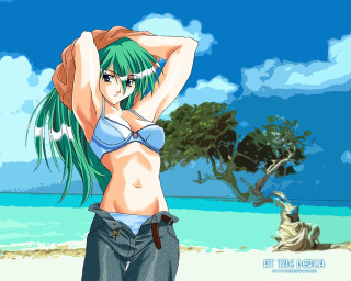 Woman beach bikini forest sky - a beach free wallpaper for desktop