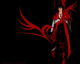 Woman gun red coat anime - holding free wallpaper