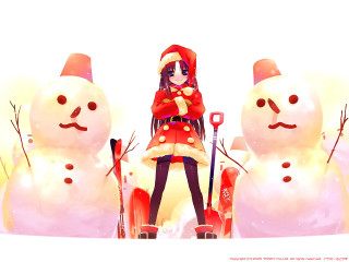 Girl snowmen shovel christmas santa - ambient free wallpaper