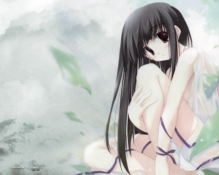 Gothic anime woman clouds longhair - ground free wallpaper