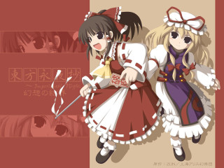 Anime girls red white sword - asian character free wallpaper