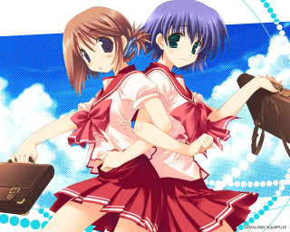 Anime girls luggage clouds school - luggage free wallpaper