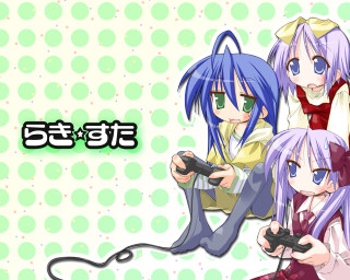 Anime girls long hair gamepads - video game free wallpaper