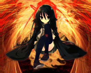 Gothic girl wings fire autumn - a red background behind her free wallpaper