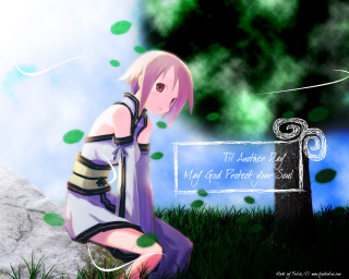 Adventure girl forest anime fireflies - in the background free wallpaper