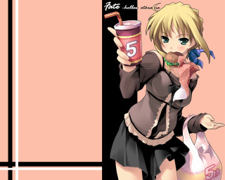 Woman coffee bird pink anime - a pink wall free wallpaper