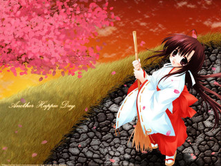 Woman kimono flower rocks tree - ayako rokkaku free wallpaper