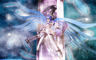 Anime girl space sword stars - a hologram free wallpaper for desktop