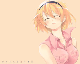 Blonde woman pink shirt closed - a pink shirt free wallpaper