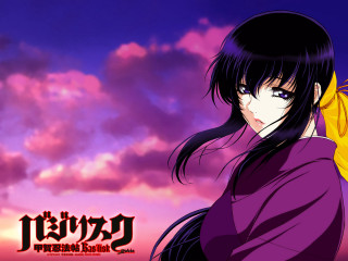 Woman purple dress umbrella kimono - a yellow umbrella free wallpaper