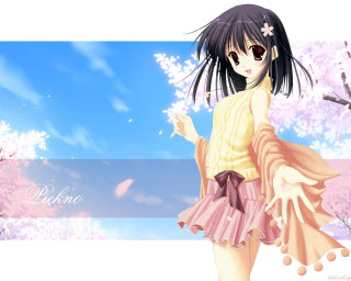 Girl yellow shirt pink skirt - pink flower free wallpaper