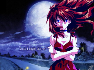 Girl fullmoon road blueeyes brownhair - full free wallpaper for desktop