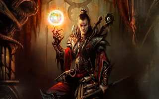 Man costume glowing orb demon - his hand and a demon free wallpaper