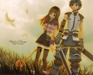 Andor basch anime couple field - overhead free wallpaper