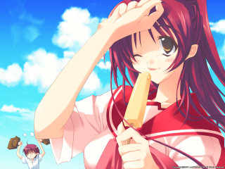 Girl banana summer sky mountain - a banana free wallpaper
