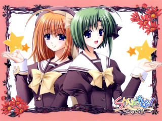 Green hair anime girls stars - art free wallpaper