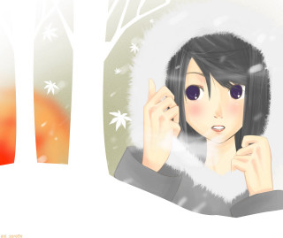 Woman reflection mirror winter fur - her free wallpaper