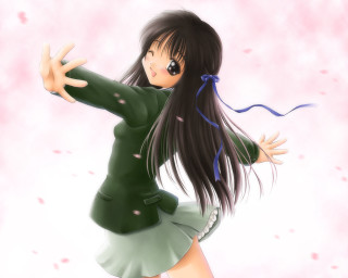 Girl dancing green dress arabesque - her arm free wallpaper