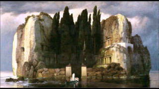 Rocky island boat man water - the water and a man free wallpaper
