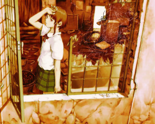 Girl school uniform window spiderweb - fantastic free wallpaper