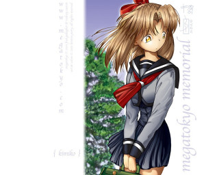 Girl sailoruniform suitcase smile neogeo - her face free wallpaper