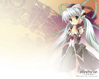 Anime girl white hair white - a white dress and a hat free wallpaper
