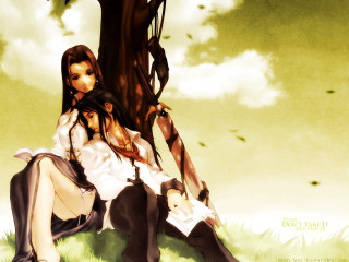 Anime girls tree field sky - brian and wendy froud free wallpaper