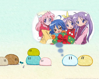 Anime girls blue background christmas - concept art free wallpaper