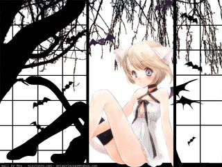 Gothic girl window sill bats - a window sill free wallpaper