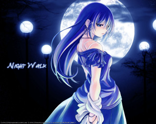 Woman blue dress fullmoon wind - the wind free wallpaper