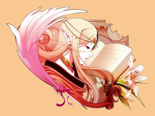 Woman reading book flower angel - a storybook illustration free wallpaper for desktop