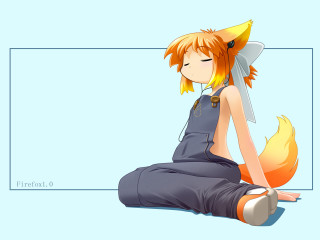 Fox girl sitting ponytail orange - a knife free wallpaper