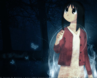 Woman red jacket butterfly night - a red jacket free wallpaper