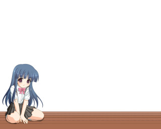 Girl bluehair blush bow schooluniform - a white background behind her free wallpaper