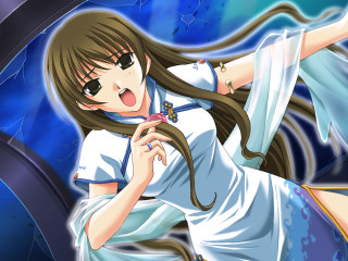 Girl longhair white shirt blue - a blue umbrella free wallpaper