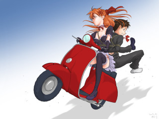 Woman scooter black suit manga - a manga drawing free wallpaper for desktop