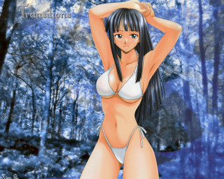 Woman bikini forest beach summer - a woman in a bikini free wallpaper