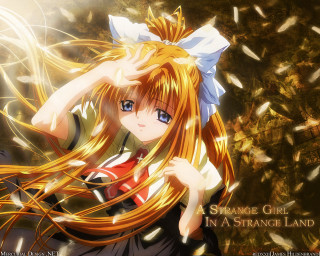 Anime girl long hair bow - strange free wallpaper
