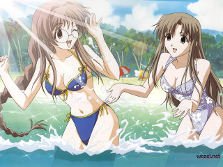 Beach water two women blue - the water near a beach free wallpaper