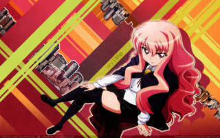 Anime girl red hair sitting - long red hair free wallpaper