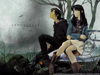 Couple sitting car grass trees - overhead in the sky free wallpaper