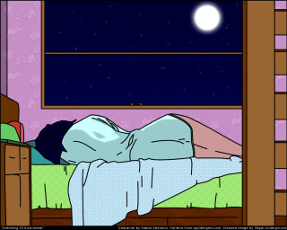 Night window fullmoon bed citylights - under free wallpaper