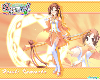 Girl sword orange yayoi rayonism - a short dress holding free wallpaper