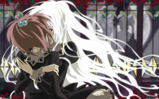 White haired gothic girl flower - free gaming wallpaper