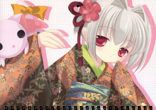Kimono flower girl yayoi pink - stuffed free wallpaper