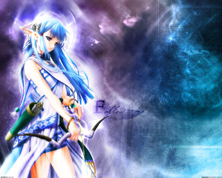 Anime girl blue hair sword - blue hair holding free wallpaper