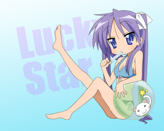 Purple hair girl beachball cat - a bubble free wallpaper