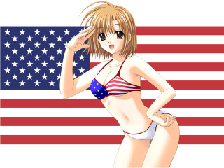American flag bikini woman star - a hand free wallpaper