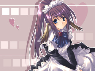 Anime girl long hair heart - a bow free wallpaper
