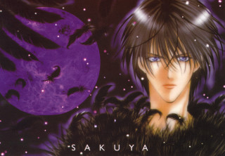 Anime moon bats purple background - sōsaku hanga free wallpaper